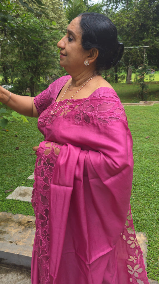 Semitusser net aplique saree HRST28
