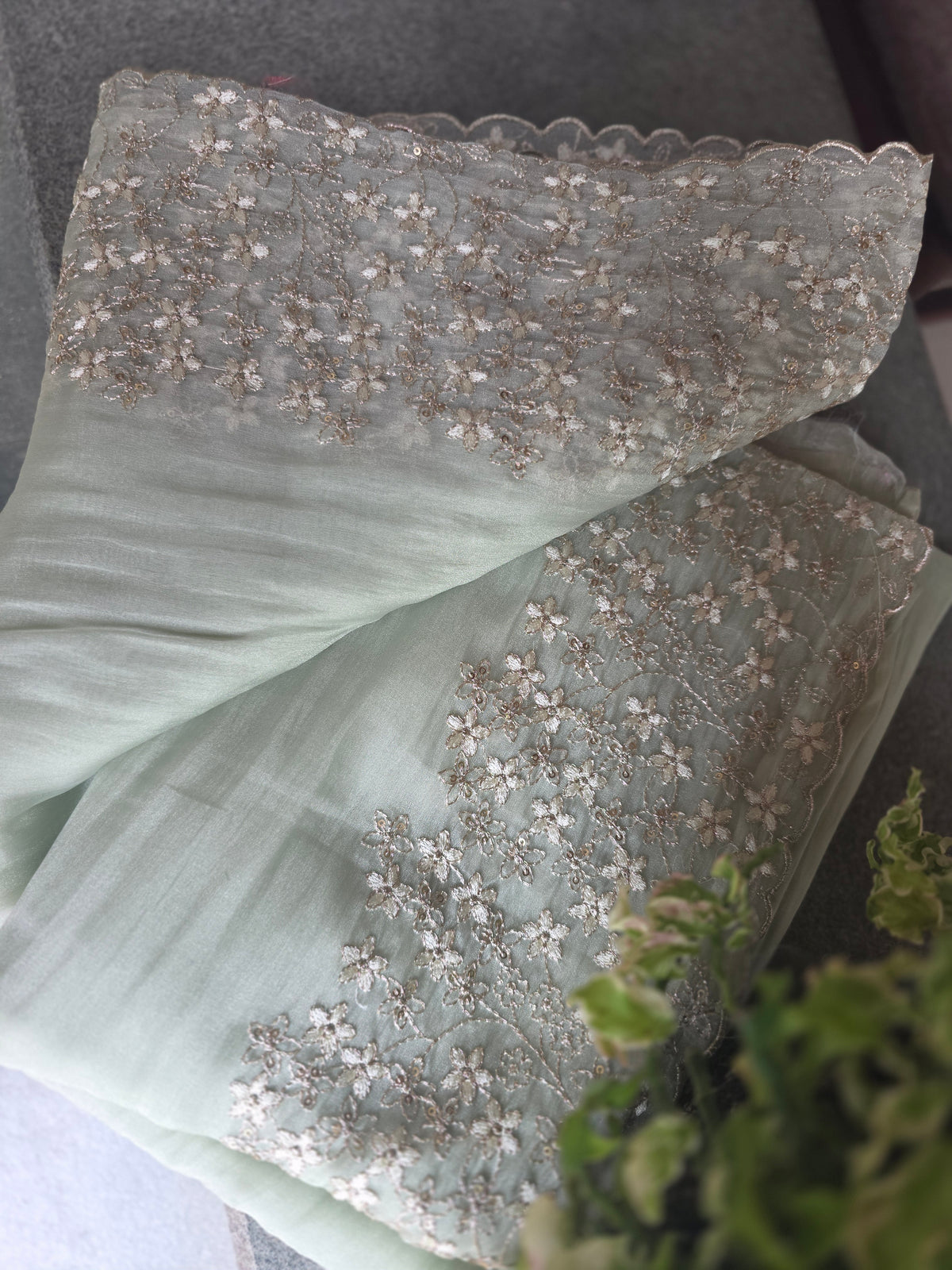 COS35..glass organza saree