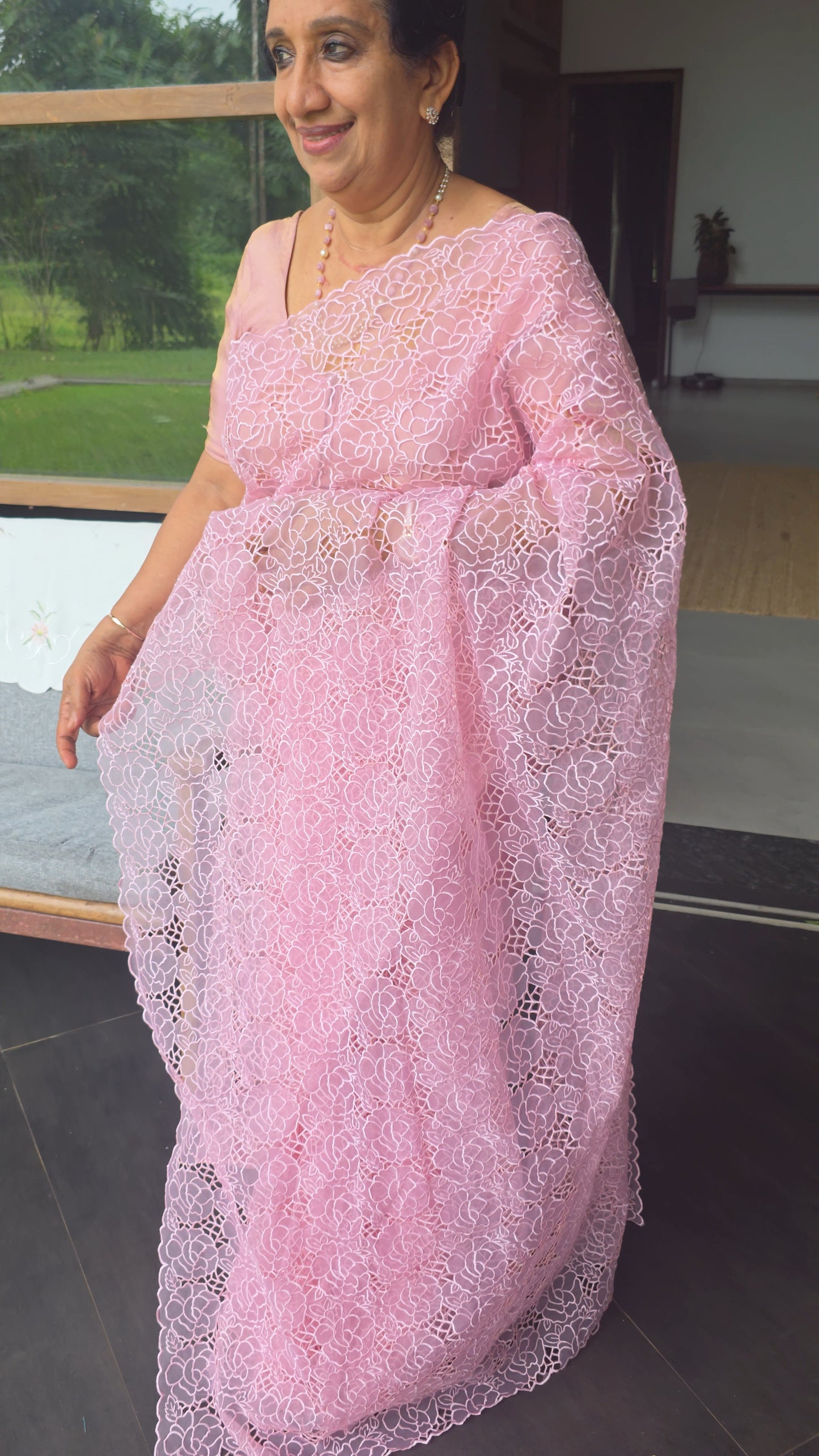 ORGANZA CUTWORK SAREE Acw56
