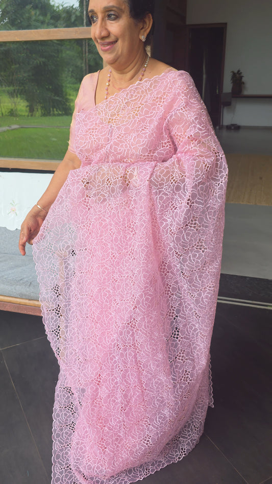 ORGANZA CUTWORK SAREE Acw56