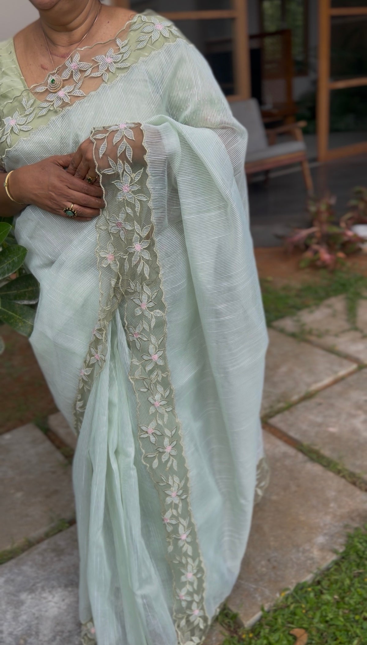 KK28 kota net aplique saree