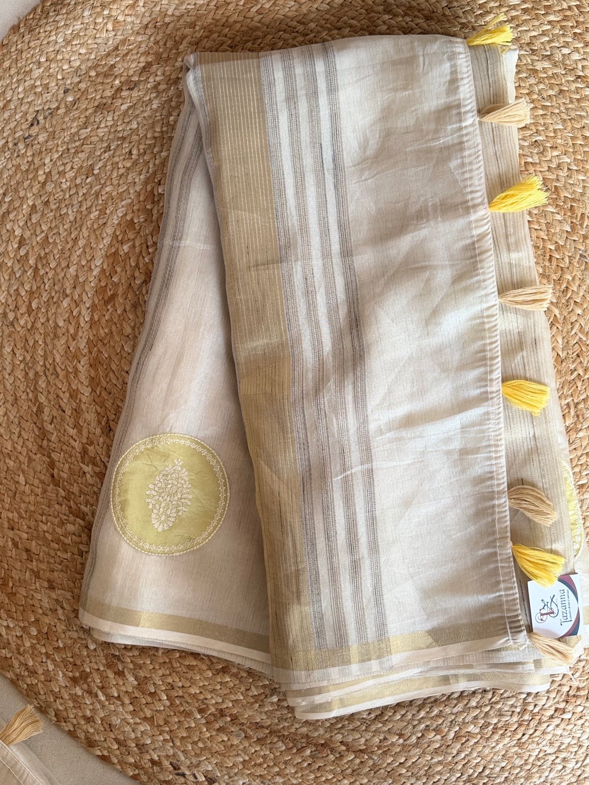 Dc98 chanderi saree with aplique