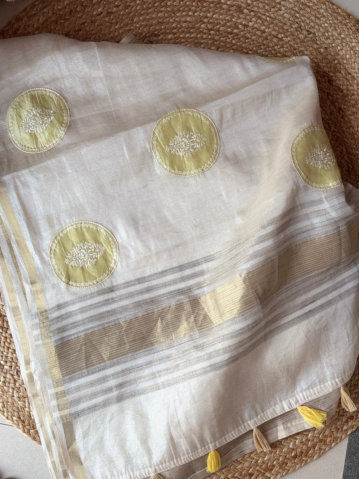 Dc98 chanderi saree with aplique