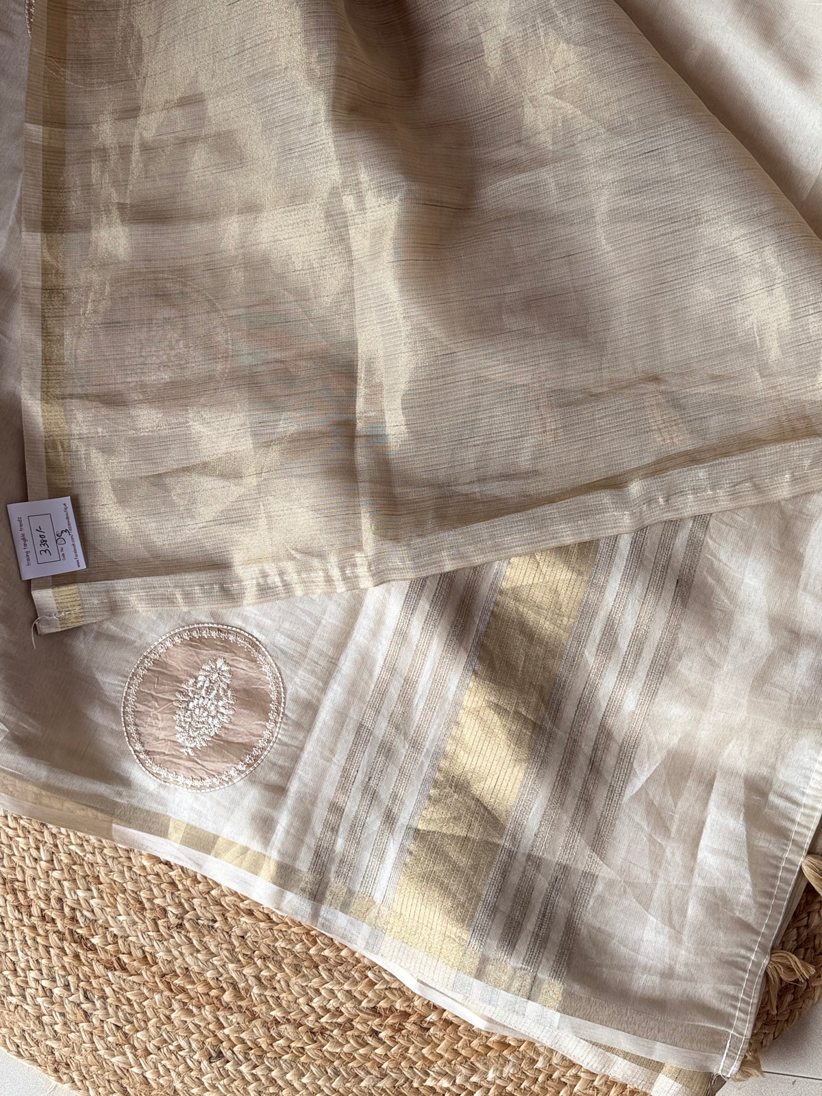 Dc98 chanderi saree with aplique