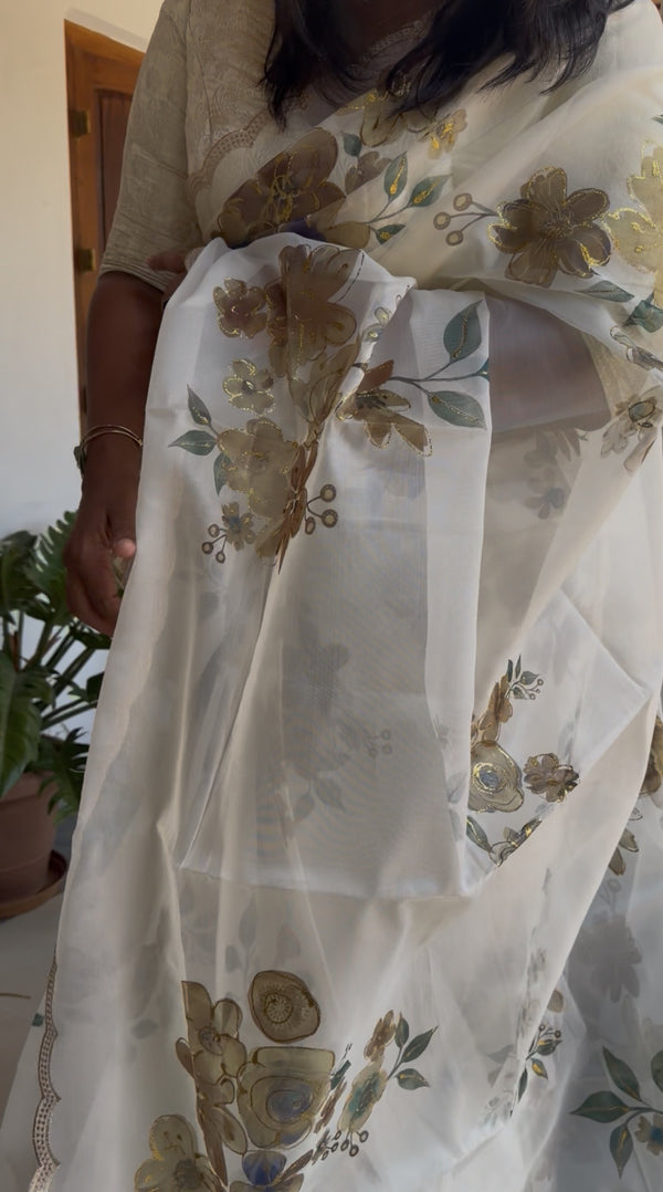 SH11..Organza saree with digital print