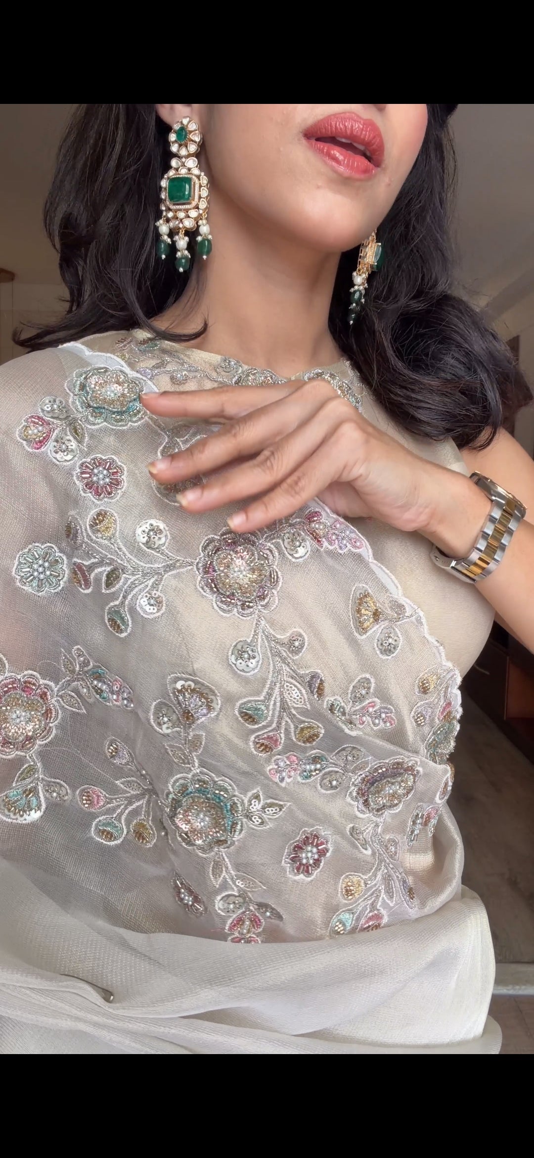 KAJ3 Tissue organza saree