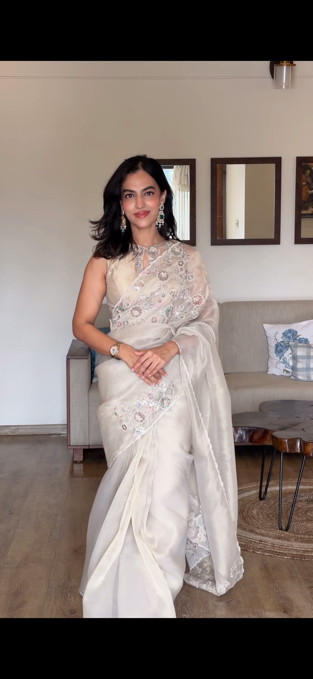 KAJ3 Tissue organza saree