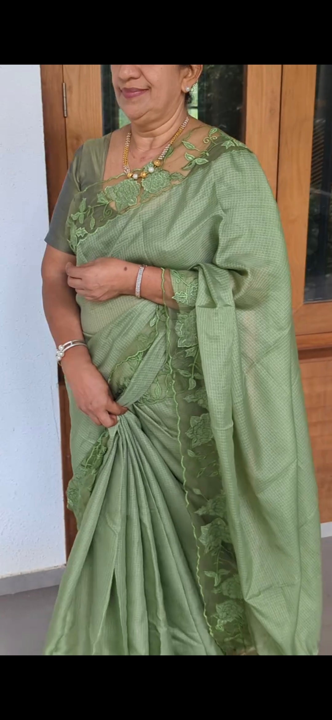 KK67 kota net aplique saree
