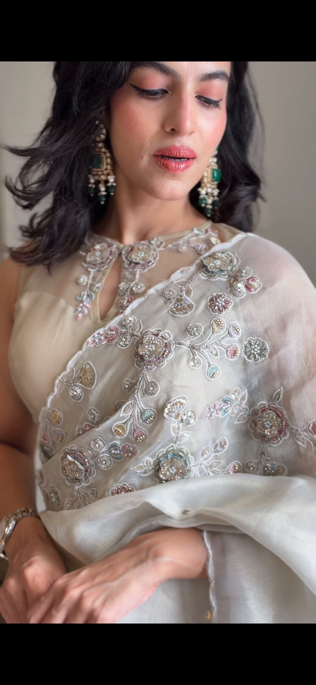 KAJ3 Tissue organza saree